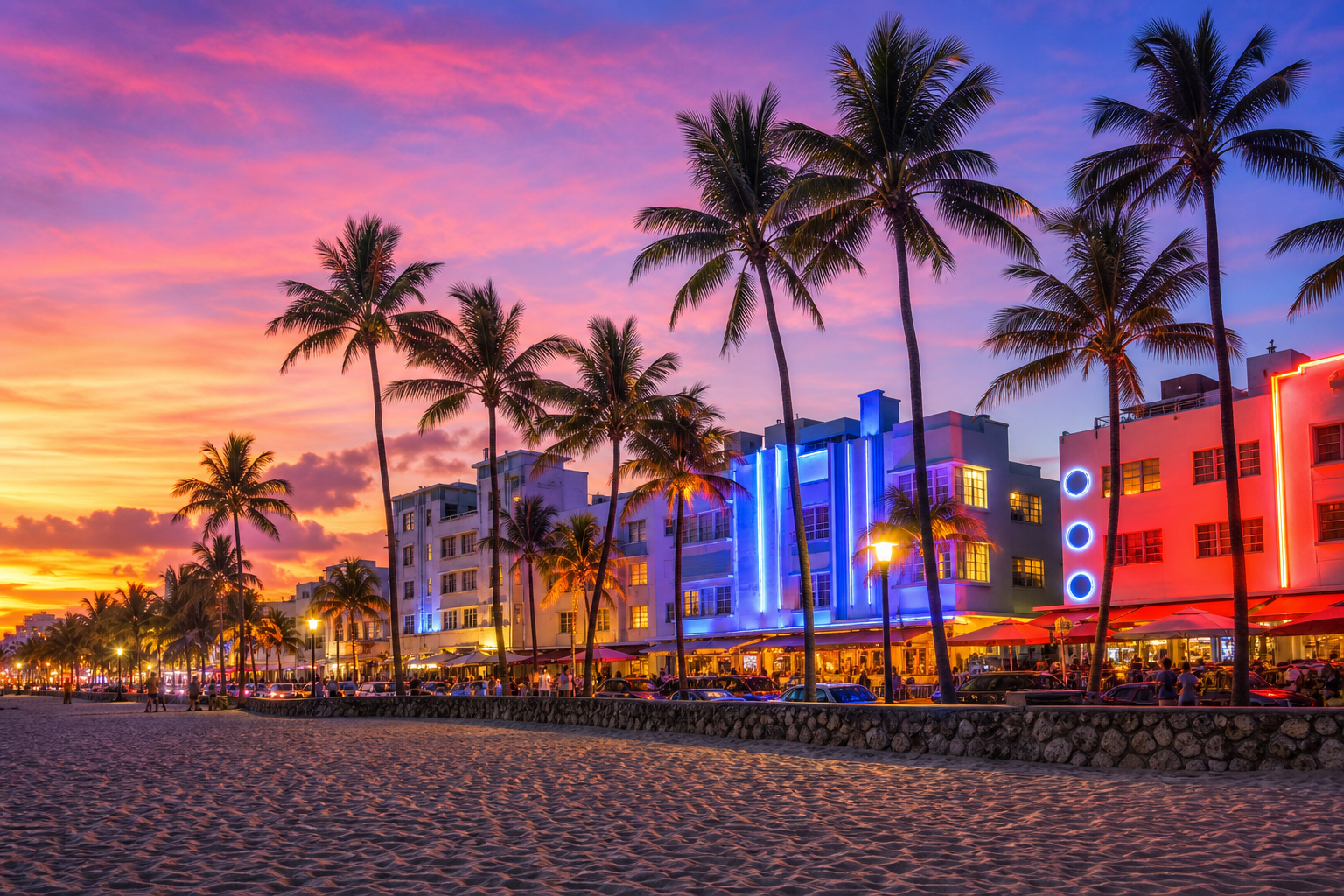 Miami Beach Ocean Drive Art Deco hotel district