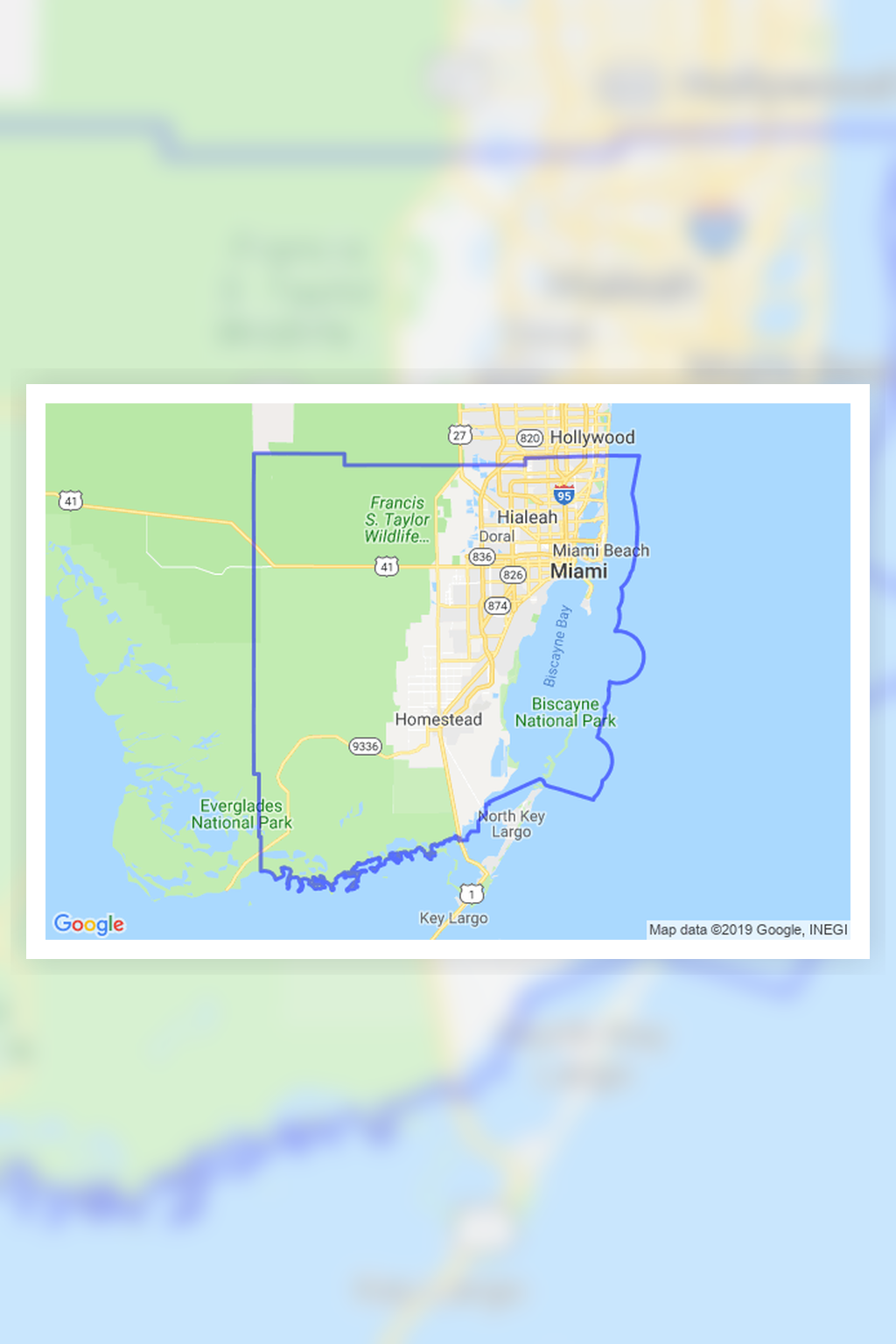 Miami-Dade County Florida business district street view